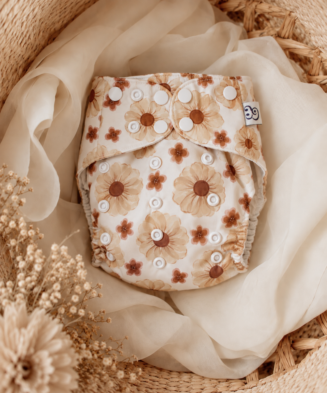 Couche à poche - Fleurs dorées